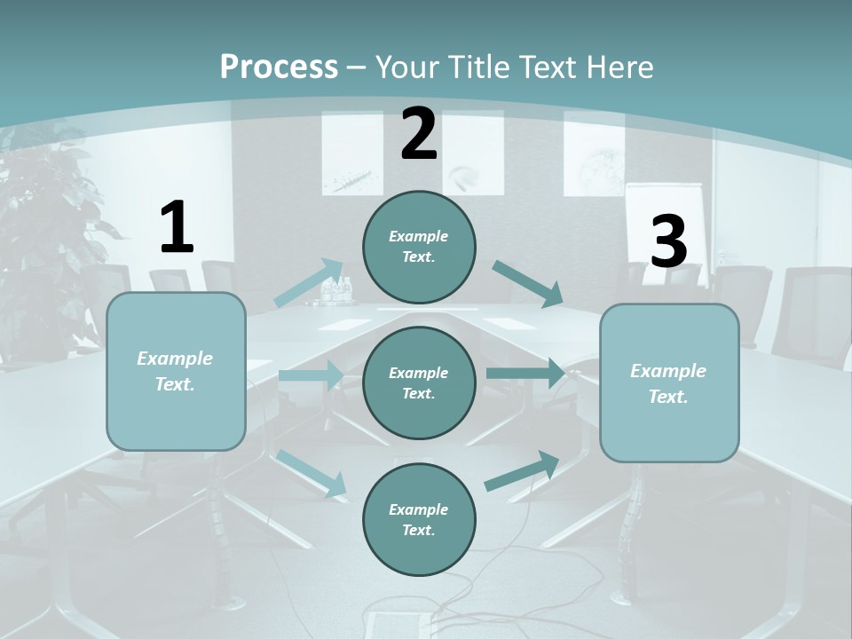 A Conference Room With A Long Table And Chairs PowerPoint Template