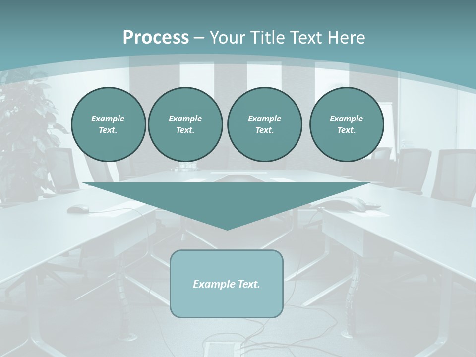 A Conference Room With A Long Table And Chairs PowerPoint Template
