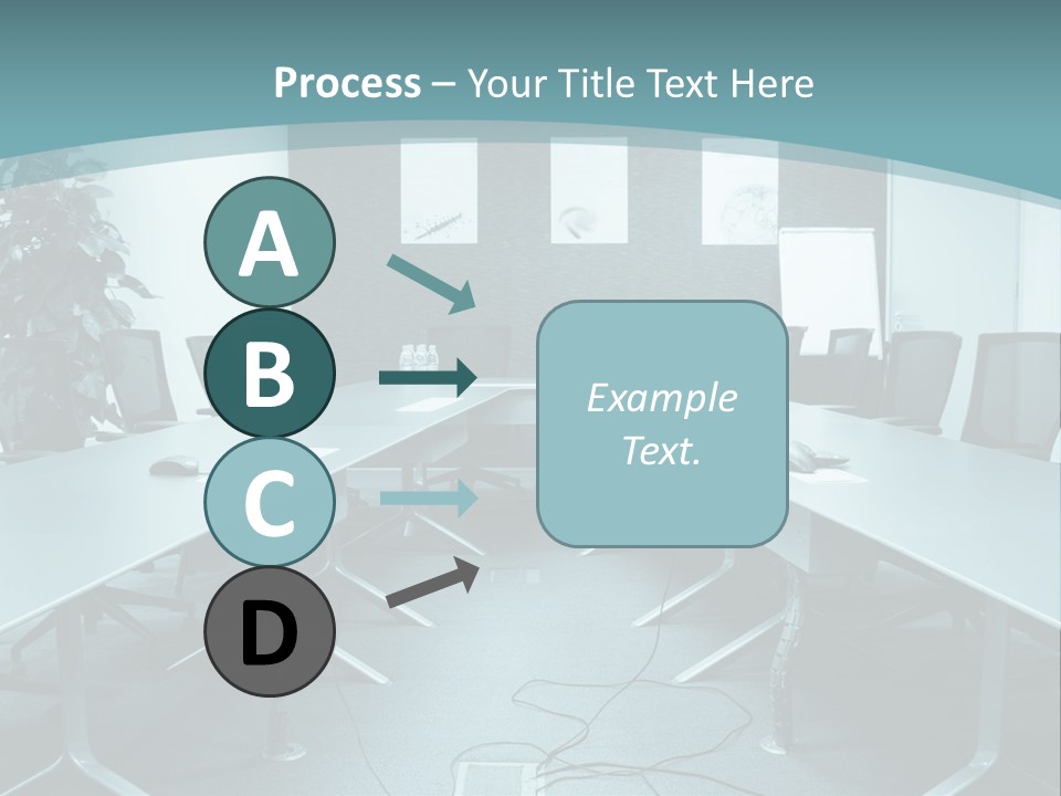 A Conference Room With A Long Table And Chairs PowerPoint Template