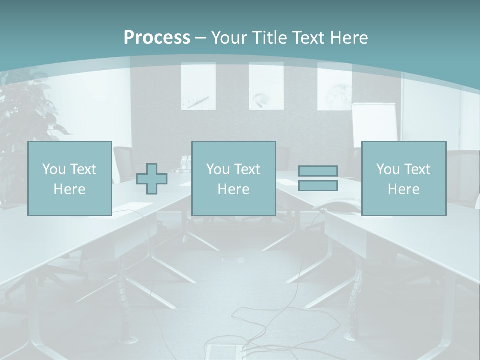 A Conference Room With A Long Table And Chairs PowerPoint Template