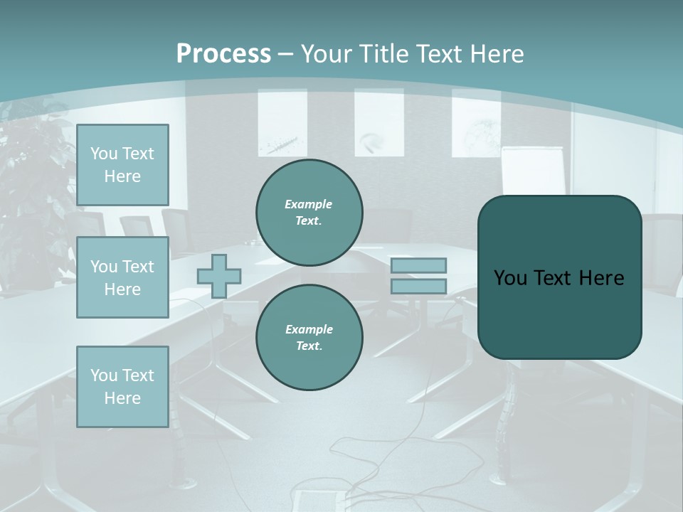 A Conference Room With A Long Table And Chairs PowerPoint Template