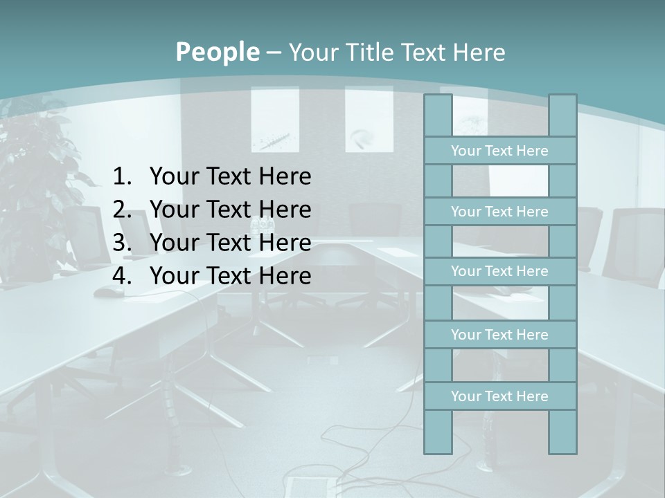 A Conference Room With A Long Table And Chairs PowerPoint Template