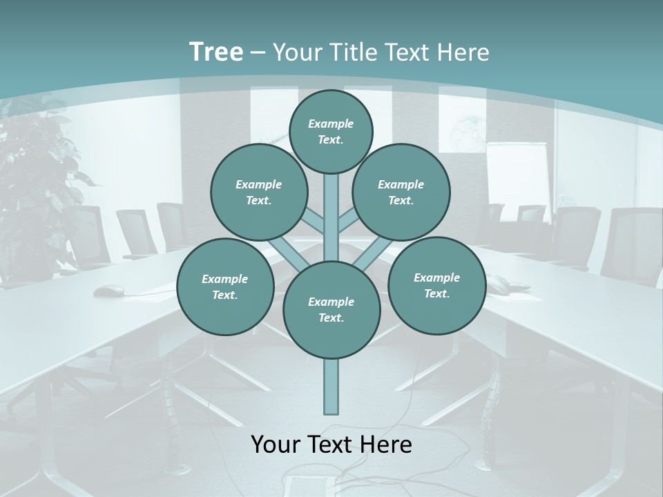 A Conference Room With A Long Table And Chairs PowerPoint Template