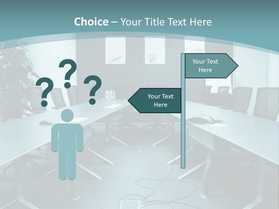 A Conference Room With A Long Table And Chairs PowerPoint Template