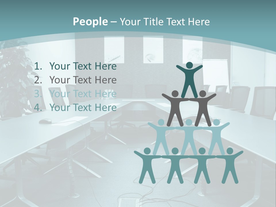 A Conference Room With A Long Table And Chairs PowerPoint Template