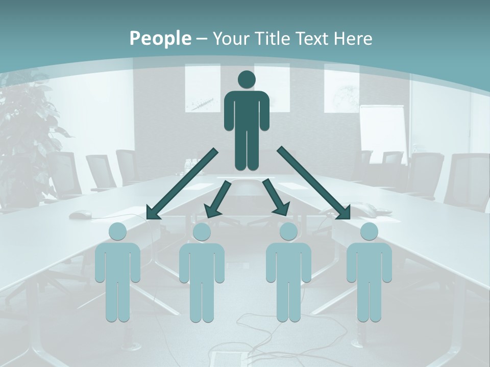 A Conference Room With A Long Table And Chairs PowerPoint Template