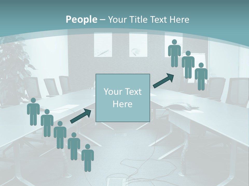 A Conference Room With A Long Table And Chairs PowerPoint Template