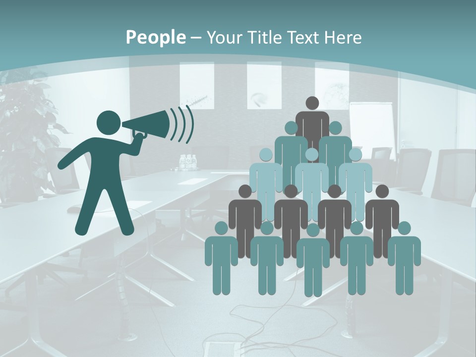 A Conference Room With A Long Table And Chairs PowerPoint Template