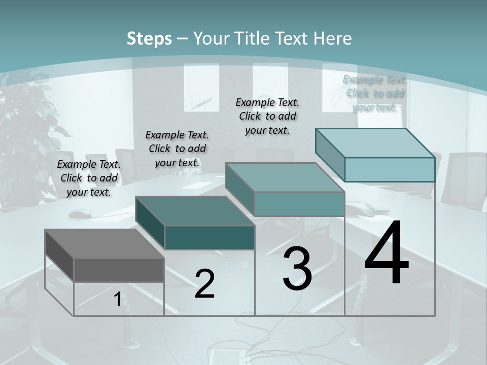 A Conference Room With A Long Table And Chairs PowerPoint Template