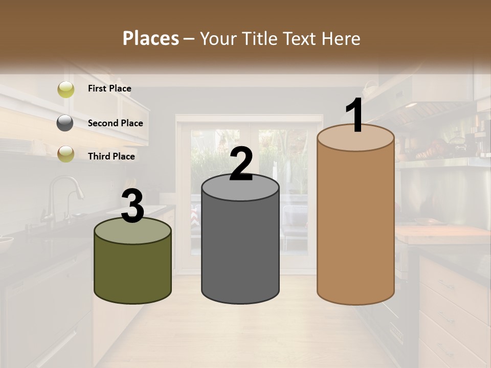 A Kitchen With A Stove Top Oven Sitting Under A Skylight PowerPoint Template