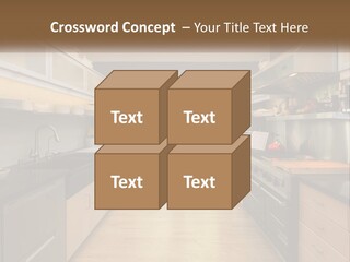 A Kitchen With A Stove Top Oven Sitting Under A Skylight PowerPoint Template