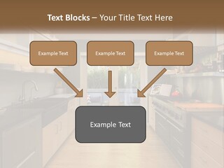 A Kitchen With A Stove Top Oven Sitting Under A Skylight PowerPoint Template