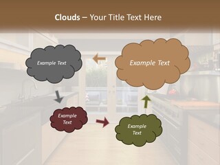 A Kitchen With A Stove Top Oven Sitting Under A Skylight PowerPoint Template