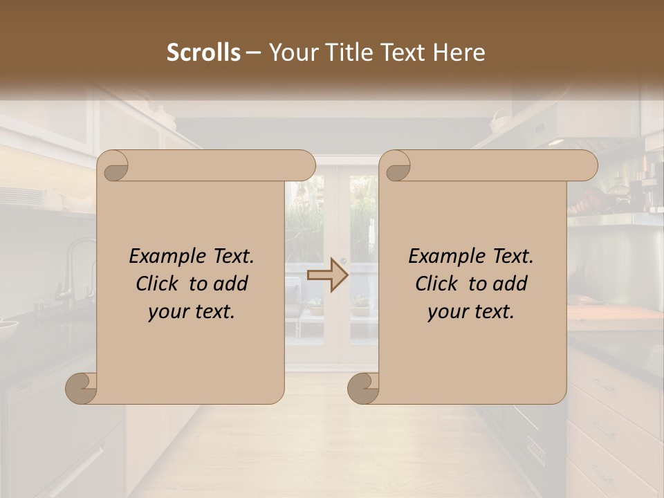 A Kitchen With A Stove Top Oven Sitting Under A Skylight PowerPoint Template