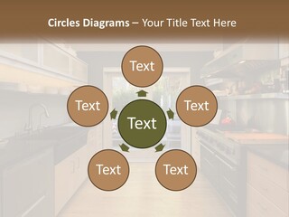 A Kitchen With A Stove Top Oven Sitting Under A Skylight PowerPoint Template