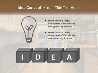 A Kitchen With A Stove Top Oven Sitting Under A Skylight PowerPoint Template