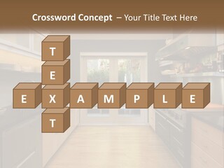 A Kitchen With A Stove Top Oven Sitting Under A Skylight PowerPoint Template