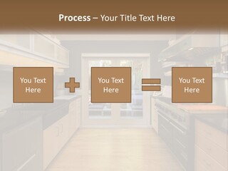 A Kitchen With A Stove Top Oven Sitting Under A Skylight PowerPoint Template