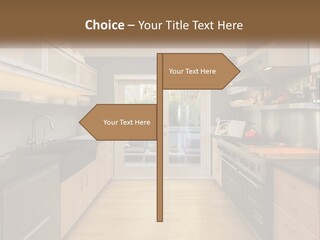 A Kitchen With A Stove Top Oven Sitting Under A Skylight PowerPoint Template