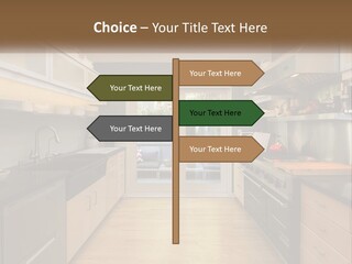 A Kitchen With A Stove Top Oven Sitting Under A Skylight PowerPoint Template