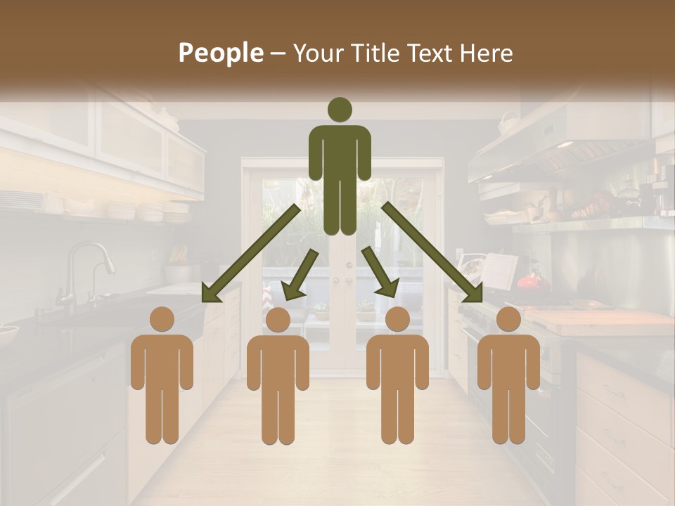 A Kitchen With A Stove Top Oven Sitting Under A Skylight PowerPoint Template