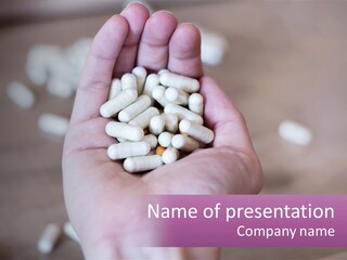 A Person Holding A Handful Of Pills In Their Hand PowerPoint Template
