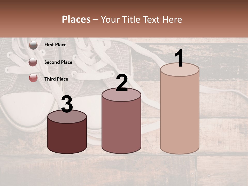 A Pair Of Gray Sneakers On A Wooden Floor PowerPoint Template