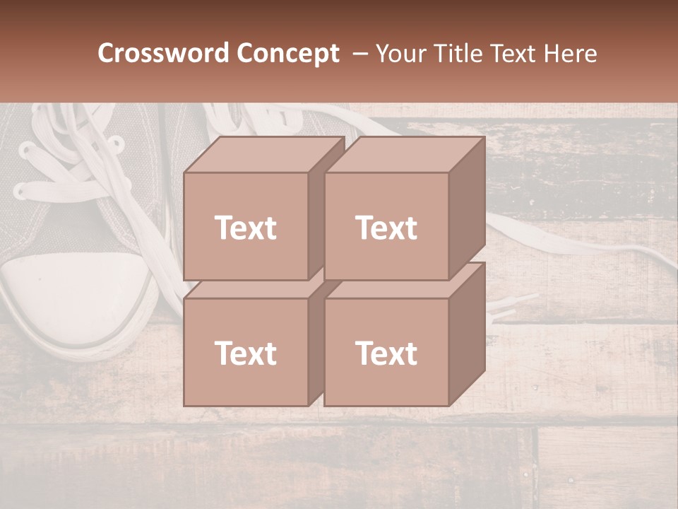 A Pair Of Gray Sneakers On A Wooden Floor PowerPoint Template