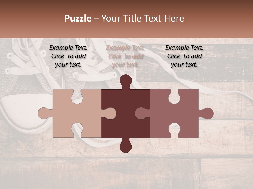 A Pair Of Gray Sneakers On A Wooden Floor PowerPoint Template