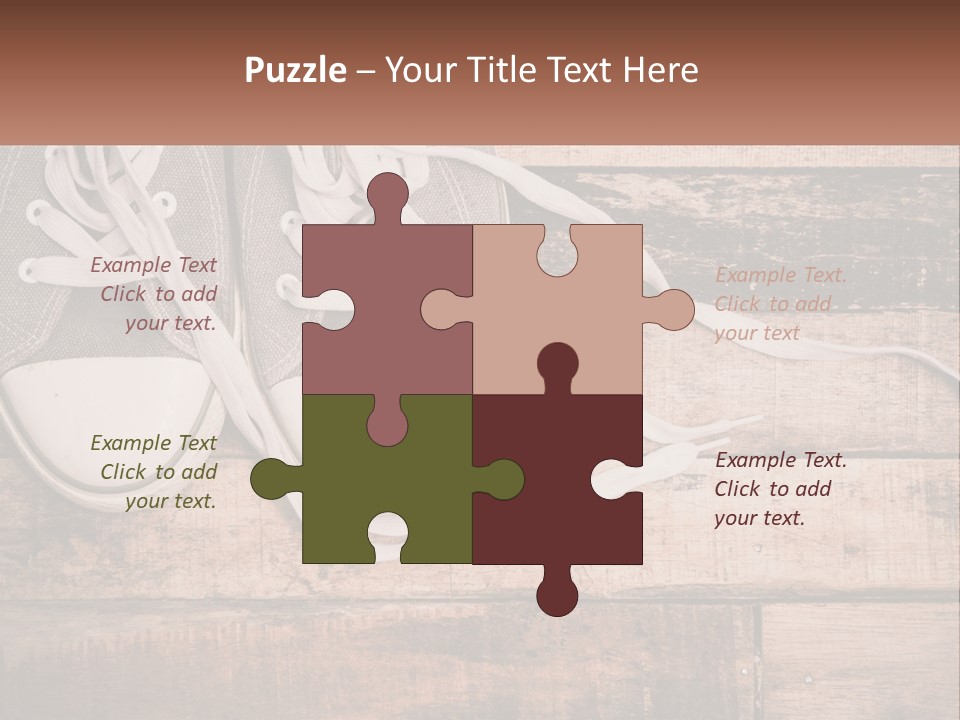 A Pair Of Gray Sneakers On A Wooden Floor PowerPoint Template