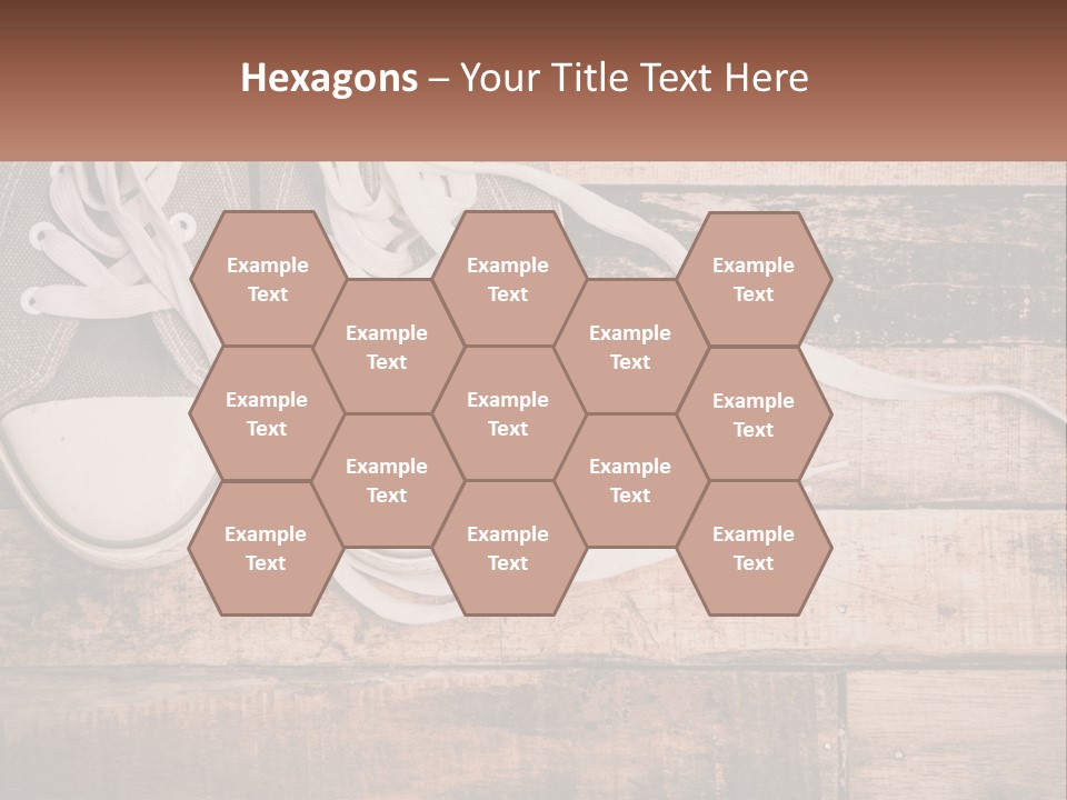A Pair Of Gray Sneakers On A Wooden Floor PowerPoint Template