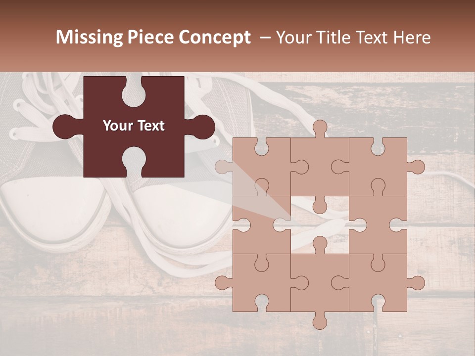 A Pair Of Gray Sneakers On A Wooden Floor PowerPoint Template