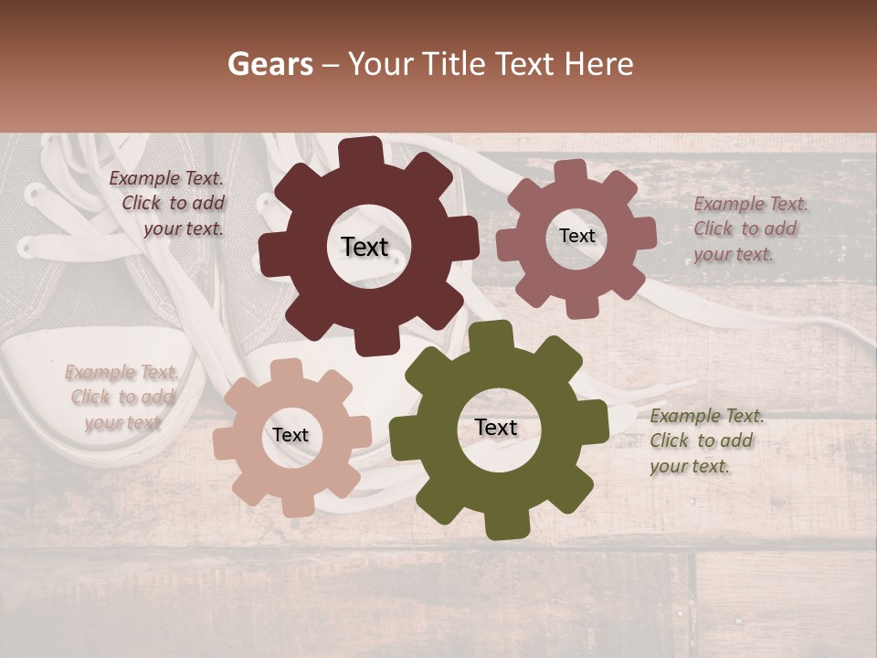 A Pair Of Gray Sneakers On A Wooden Floor PowerPoint Template