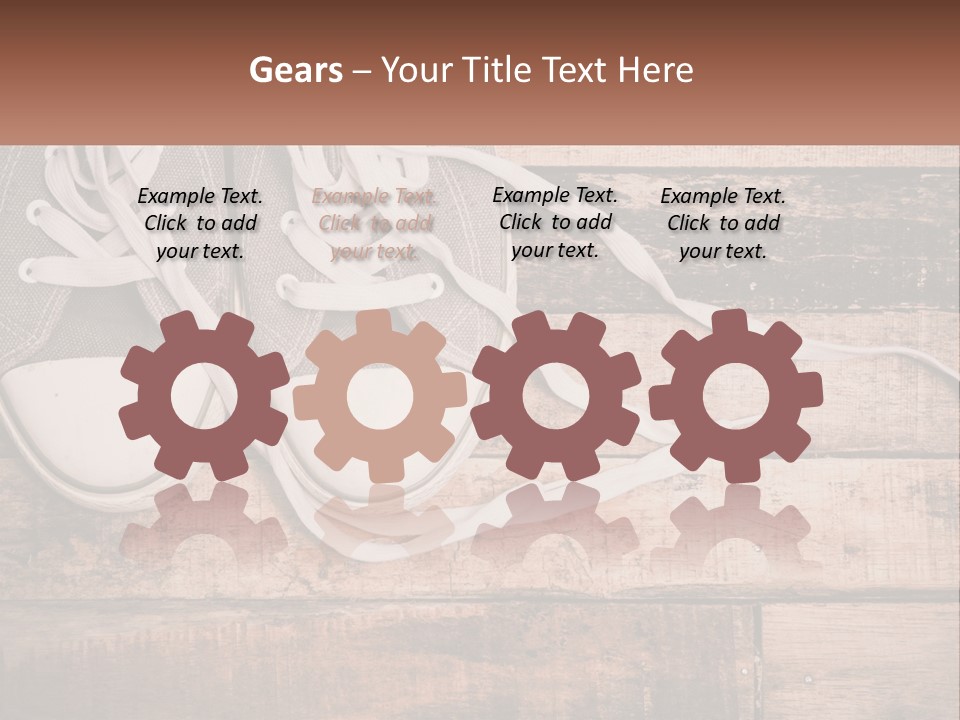 A Pair Of Gray Sneakers On A Wooden Floor PowerPoint Template