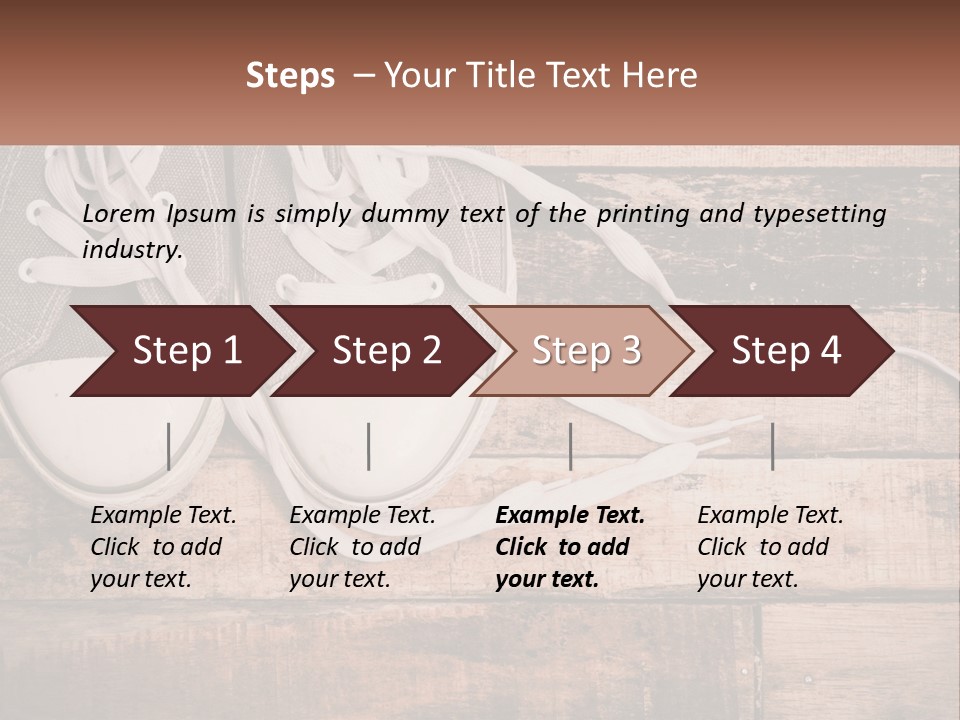 A Pair Of Gray Sneakers On A Wooden Floor PowerPoint Template