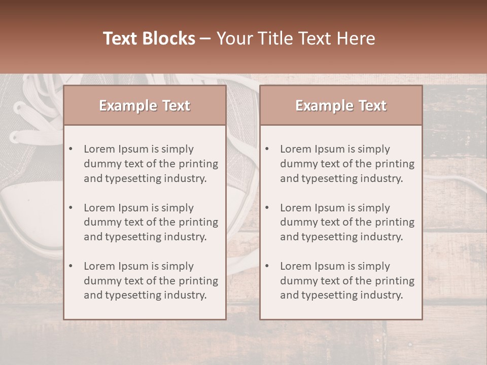 A Pair Of Gray Sneakers On A Wooden Floor PowerPoint Template