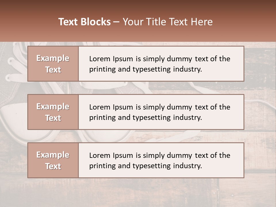 A Pair Of Gray Sneakers On A Wooden Floor PowerPoint Template