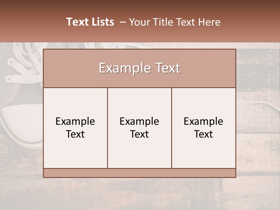 A Pair Of Gray Sneakers On A Wooden Floor PowerPoint Template