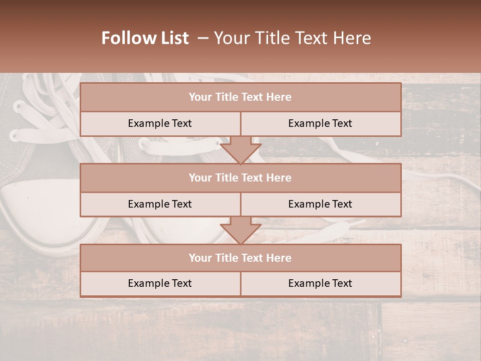 A Pair Of Gray Sneakers On A Wooden Floor PowerPoint Template