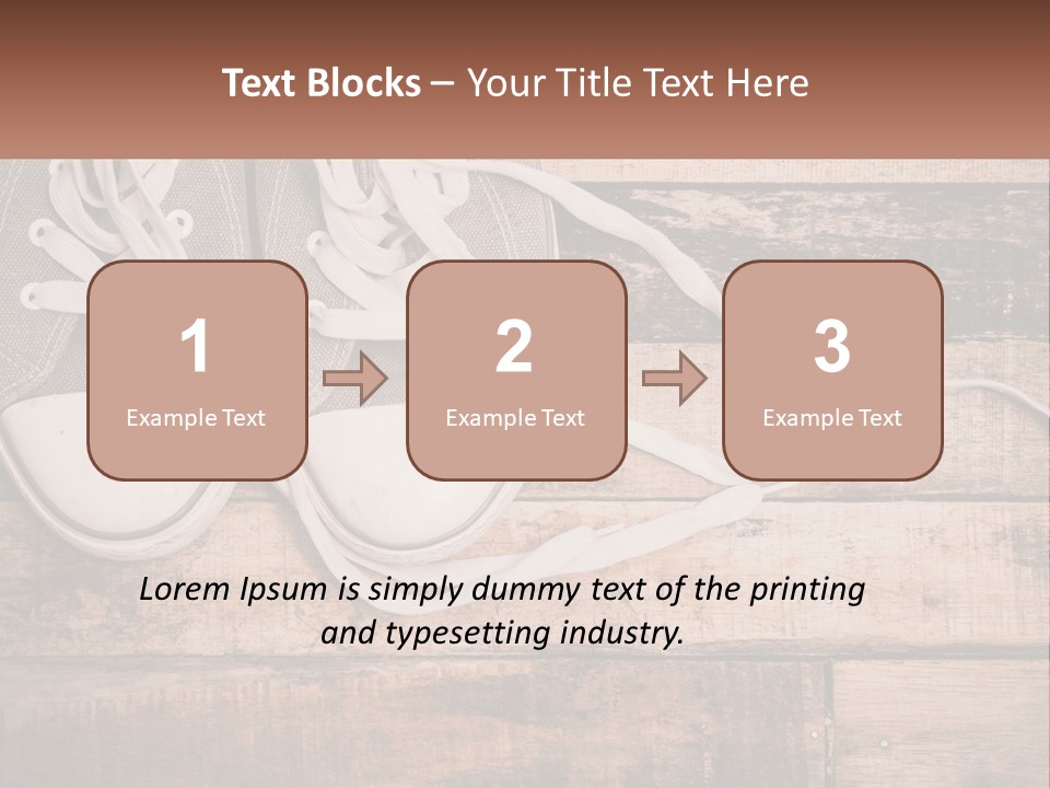 A Pair Of Gray Sneakers On A Wooden Floor PowerPoint Template
