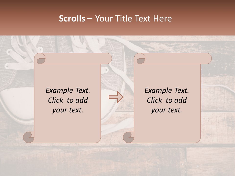 A Pair Of Gray Sneakers On A Wooden Floor PowerPoint Template