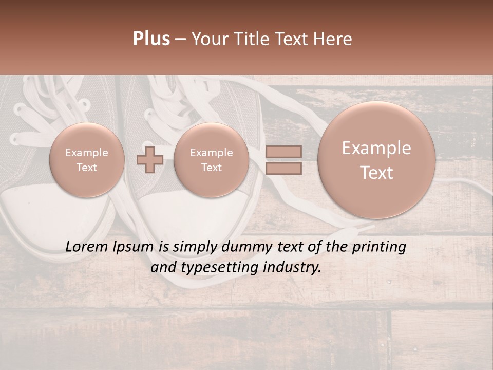 A Pair Of Gray Sneakers On A Wooden Floor PowerPoint Template