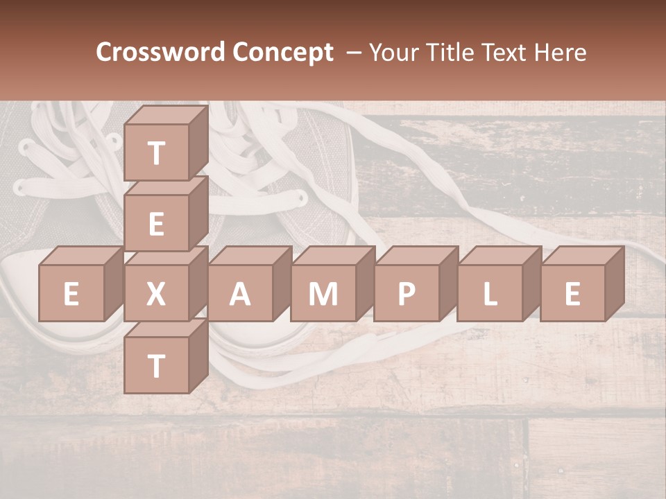 A Pair Of Gray Sneakers On A Wooden Floor PowerPoint Template