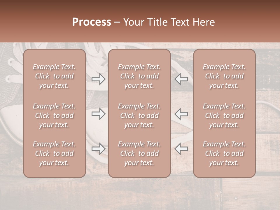 A Pair Of Gray Sneakers On A Wooden Floor PowerPoint Template