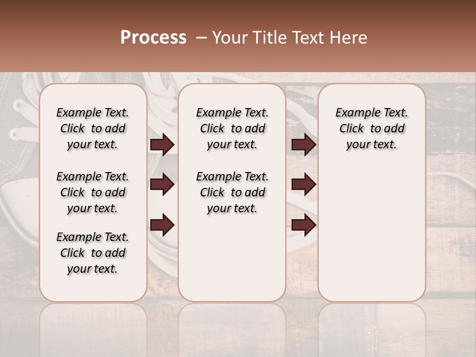 A Pair Of Gray Sneakers On A Wooden Floor PowerPoint Template