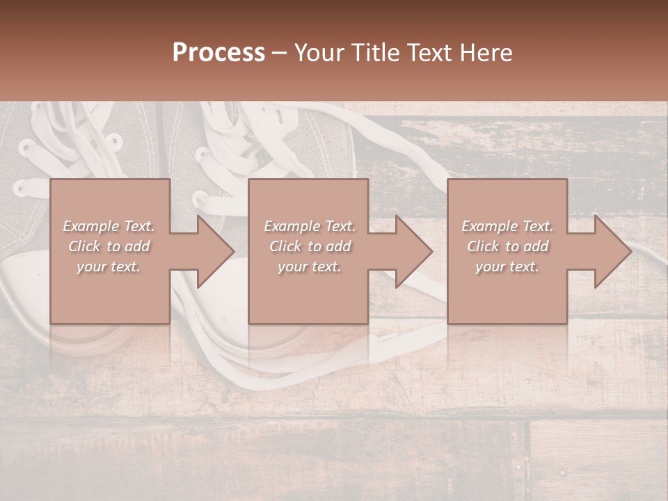 A Pair Of Gray Sneakers On A Wooden Floor PowerPoint Template