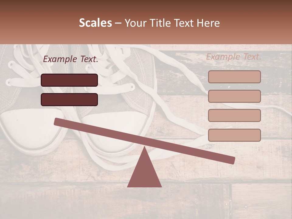 A Pair Of Gray Sneakers On A Wooden Floor PowerPoint Template