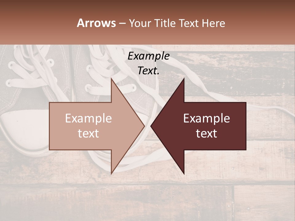 A Pair Of Gray Sneakers On A Wooden Floor PowerPoint Template