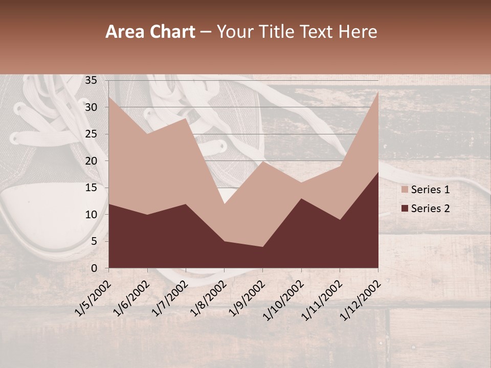 A Pair Of Gray Sneakers On A Wooden Floor PowerPoint Template