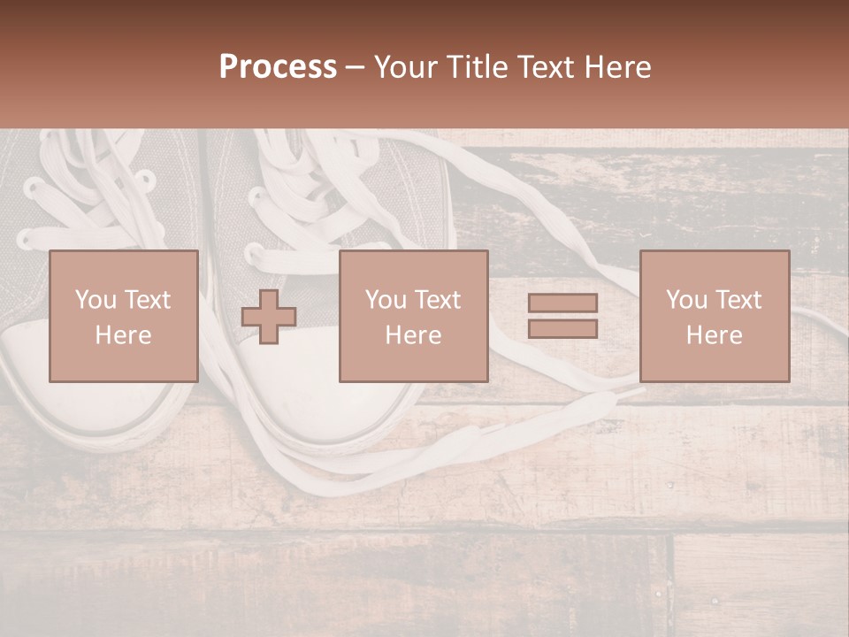 A Pair Of Gray Sneakers On A Wooden Floor PowerPoint Template